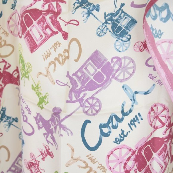 Coach 100% Silk Square Patterned Scarf - Picture 7 of 9